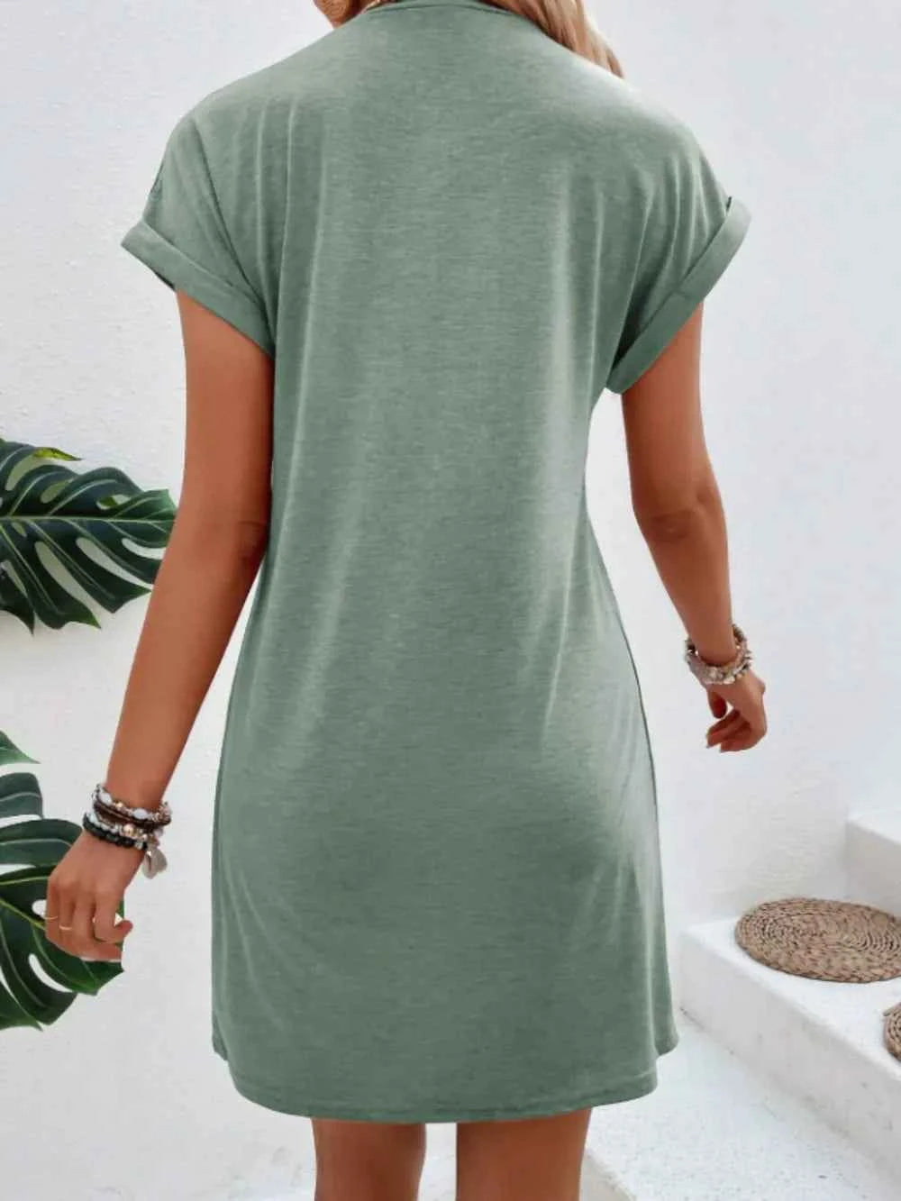 Exposed Seam Short Sleeve Mini Tee Dress a7dcab19-9d49-457a-bcfa-314a550eaf85-Max
