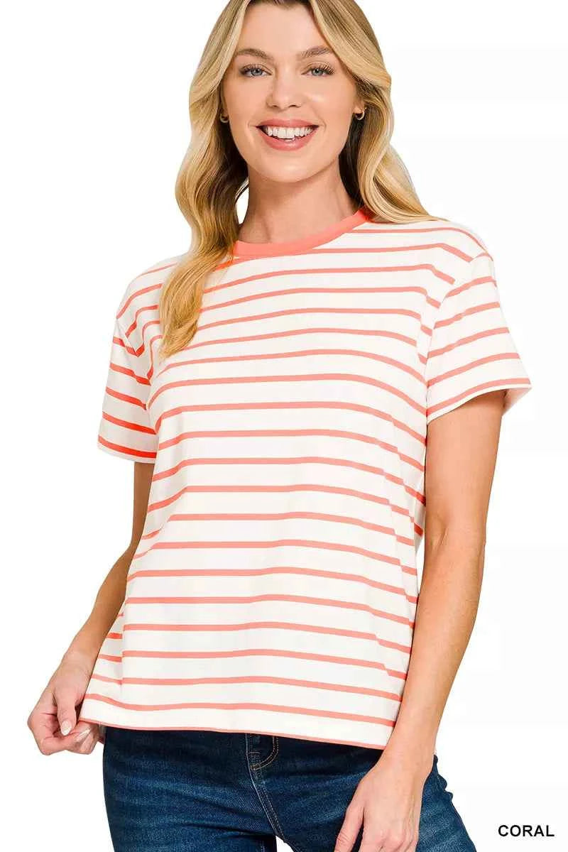 Zenana Striped Round Neck Short Sleeve T-Shirt a7ddfef6-ad6a-46a6-abd6-7c596faa493d-Max-Origin