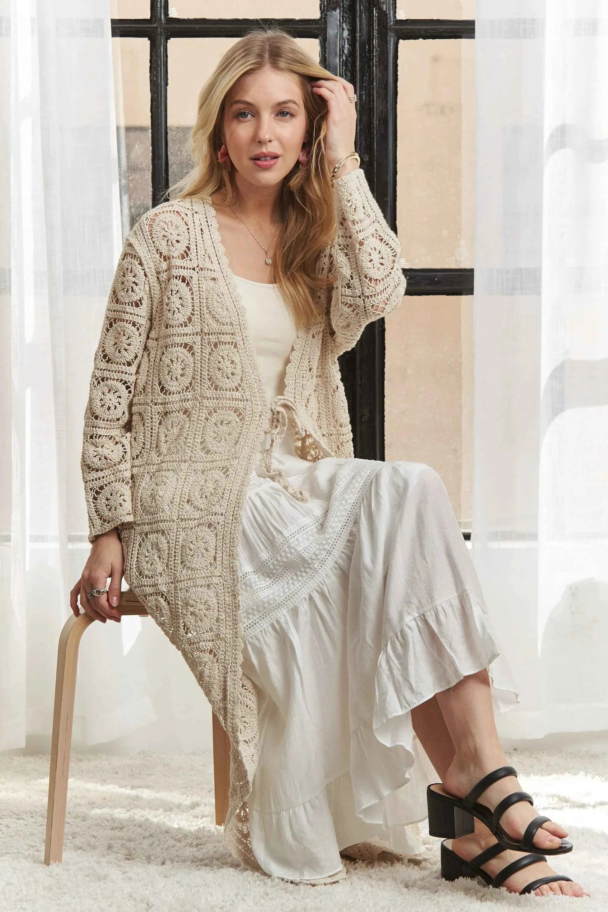 ADORA Long Sleeves Crochet Elastic Cardigan a7e45a5cc860499bbaacc736efdfddad-Max-Origin