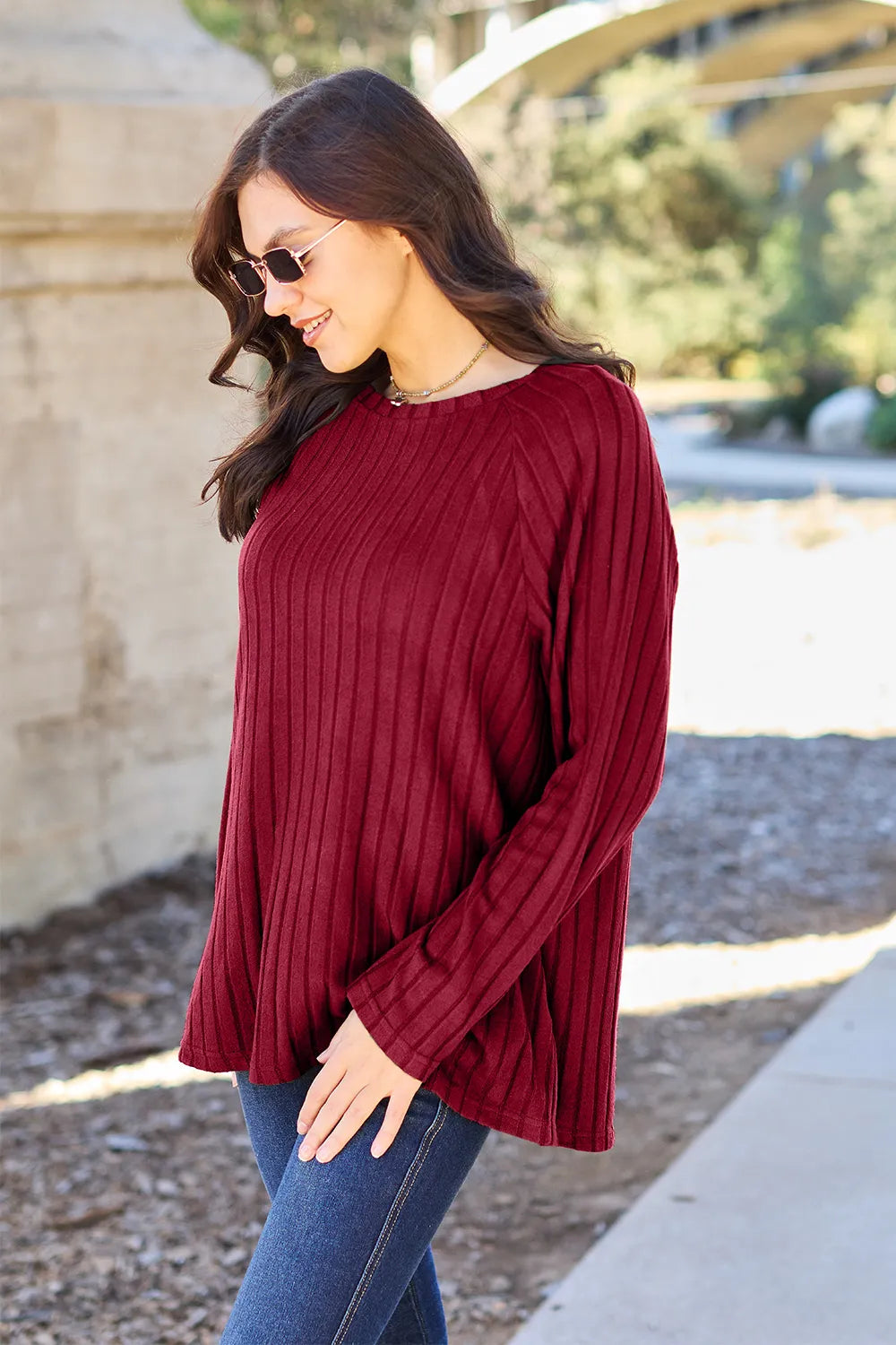 Basic Bae Full Size Ribbed Round Neck Long Sleeve Knit Top a7e6cd92d51c463eb2785d314d74f3db-Max