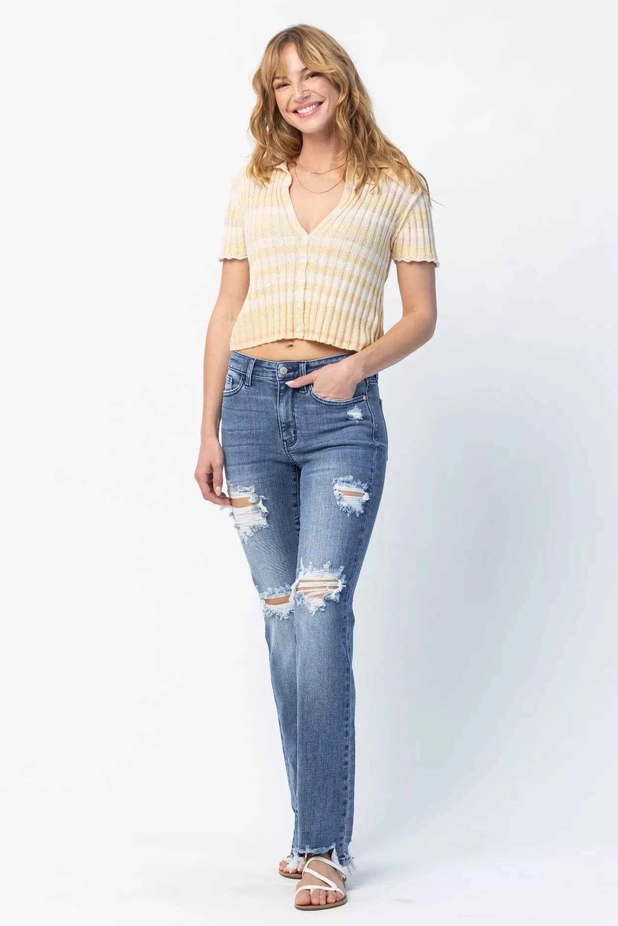 Judy Blue Full Size Mid Rise Destroy Straight Jeans Plus Size a7ee206a-2e1c-4532-84b4-f4f8bf181bba-Max-Origin