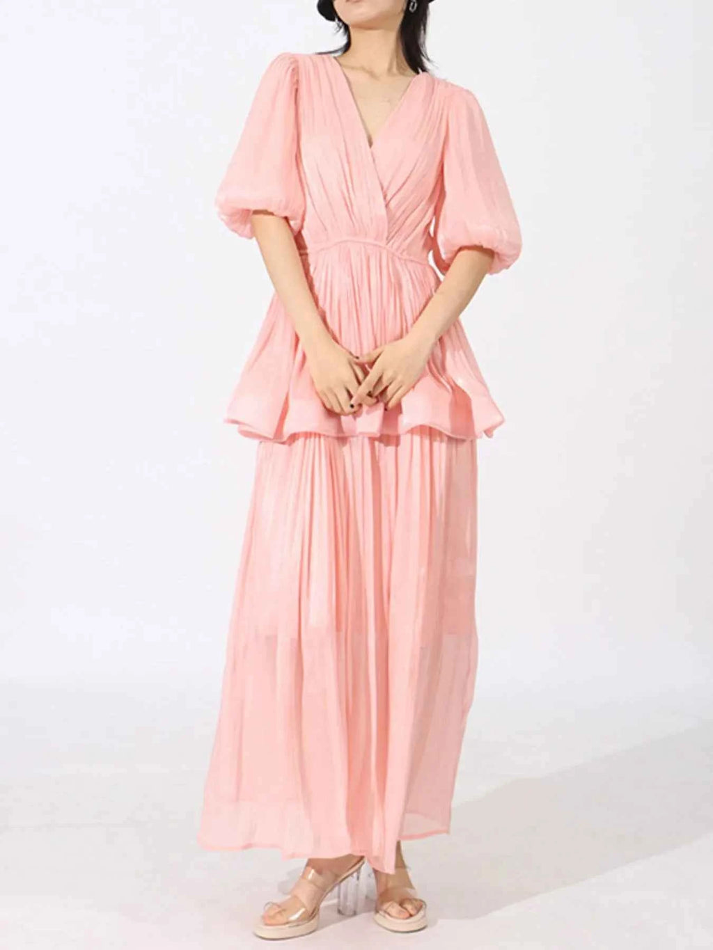 Layered Surplice Puff Sleeve Maxi Dress a7f537d3-409d-4c20-a40b-956cab28cd5f-Max-Origin