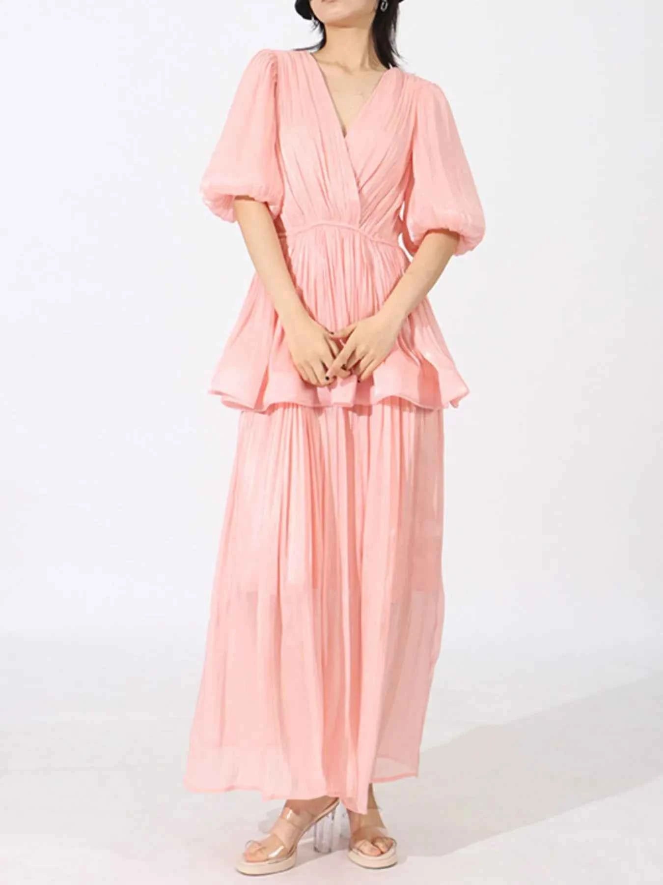 Layered Surplice Puff Sleeve Maxi Dress a7f537d3-409d-4c20-a40b-956cab28cd5f-Max-Origin