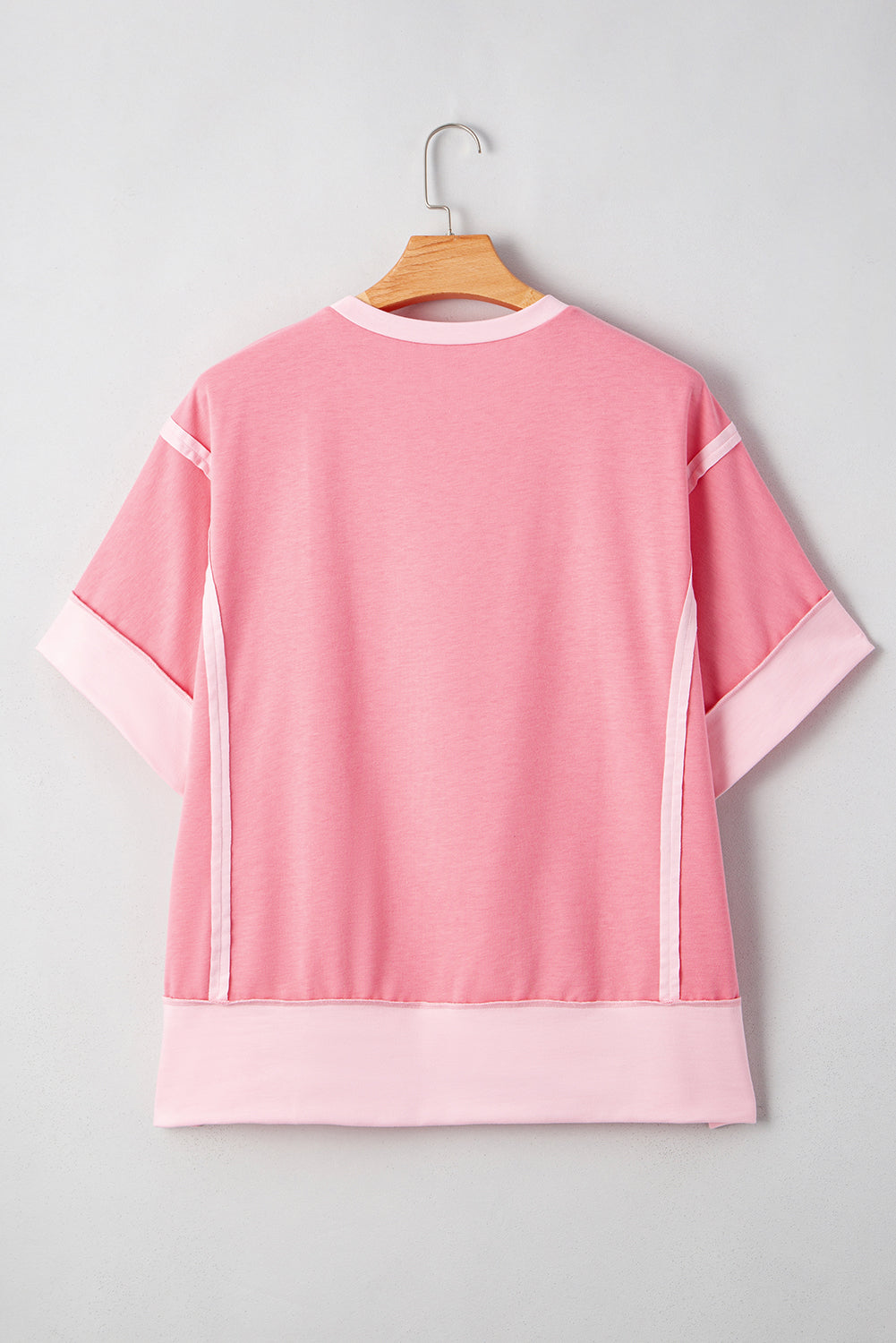 Peach Blossom Color Block Patchwork Plus Size Top a7f754753f178164
