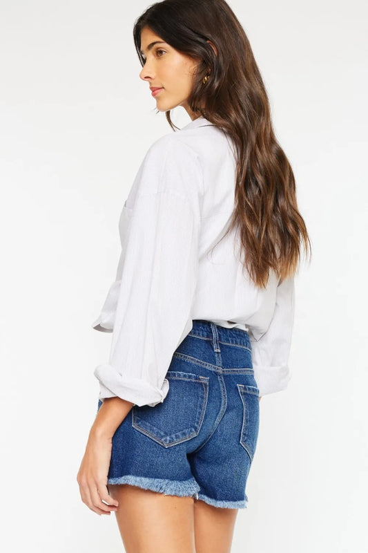 Kancan High Rise Frayed Hem Denim Shorts a7fd4c2c-ae9c-4b32-8ef5-5c0768ec7a9a-Max