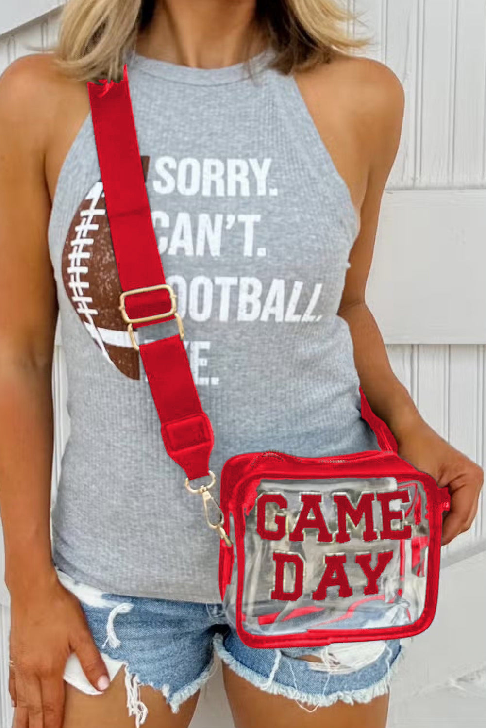 Black Chenille GAME DAY Pattern Clear Bag a807111561d5efe2