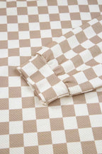 Checkered Long Sleeve Top and Skirt Two-Piece Set