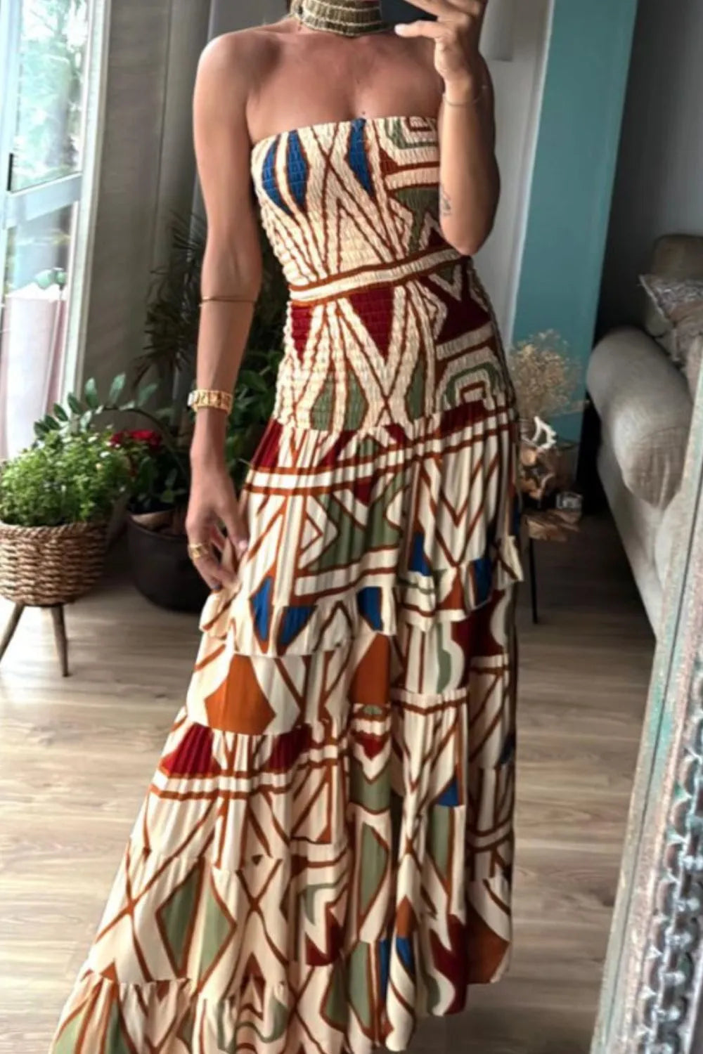 Smocked Printed Tube Dress a80e4437-93c6-4f36-8483-ed7ef7ee5a8b-Max-Origin