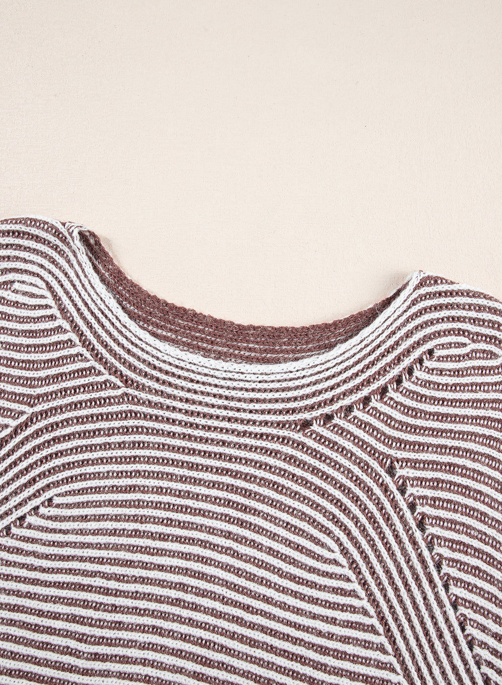Black Striped Print Ribbed Knit Raglan Sleeve Baggy Sweater a80e868b736d09e3