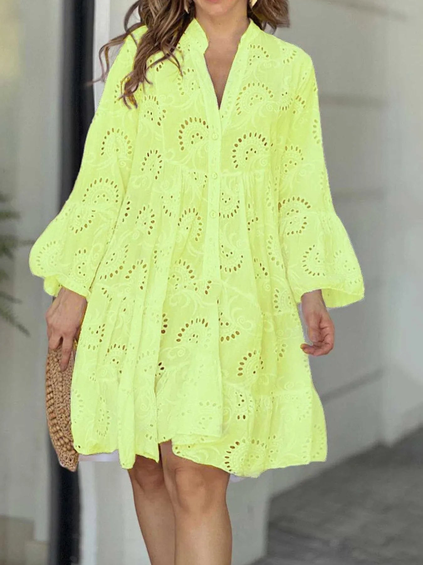 Full Size Eyelet Ruffled Hem Tiered Dress Plus Size Yellow a811322be27a4e09abf48430b3d01b20-Max-Origin