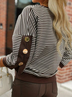 Striped Button Decor Dropped Shoulder Sweatshirt a8122cc492914e2a900ccf4b03c32981-Max-Origin