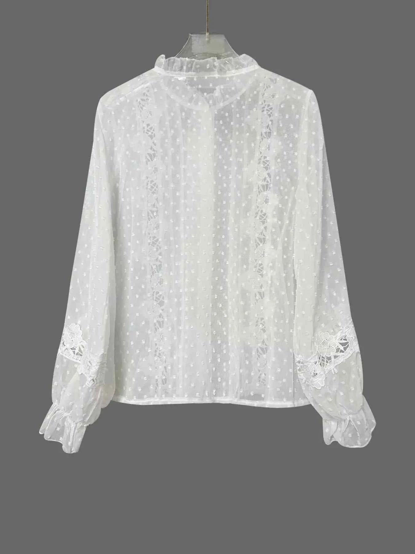 Lace Trimmed Swiss Dot Shirt a8183b8d33404df99c67e48f03a7f350-Max-Origin