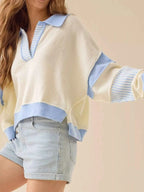 Color Block Dropped Shoulder Sweater a8187cf4-a32f-42d1-a313-008e3e94ffa9-Max-Origin