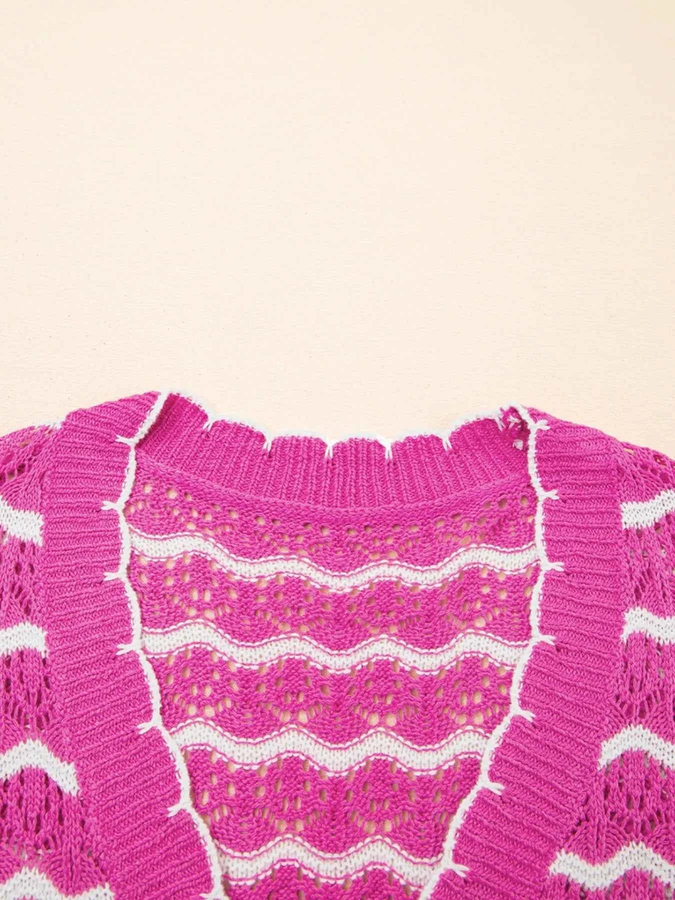 Striped Crochet Tie-Front Cardigan a8195944-34f6-4f60-9c3a-d69ff207afc0-Max-Origin
