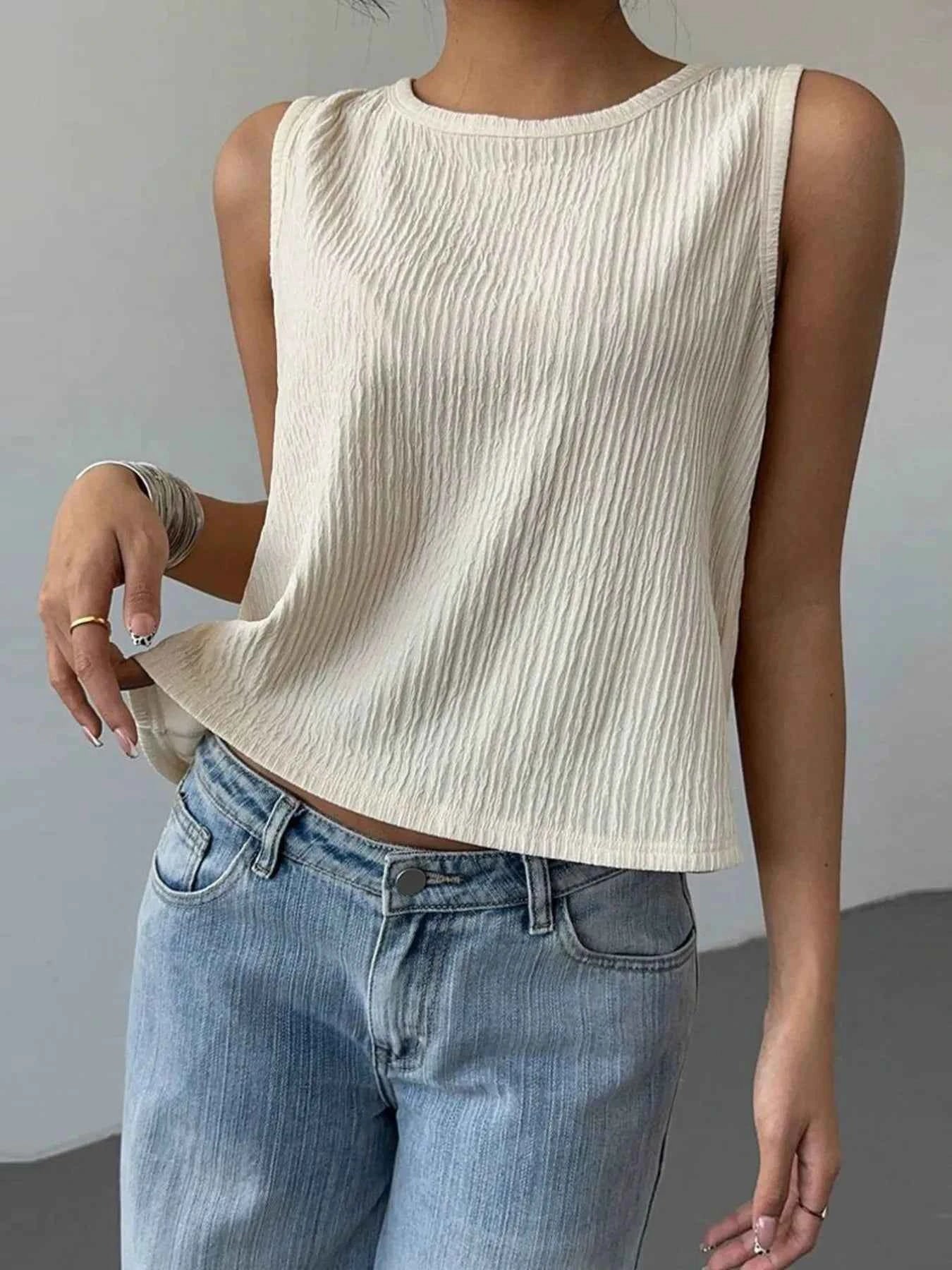 Bow Back Ribbed Tank Top a846a2843272405db052b144b62683ca-Max-Origin