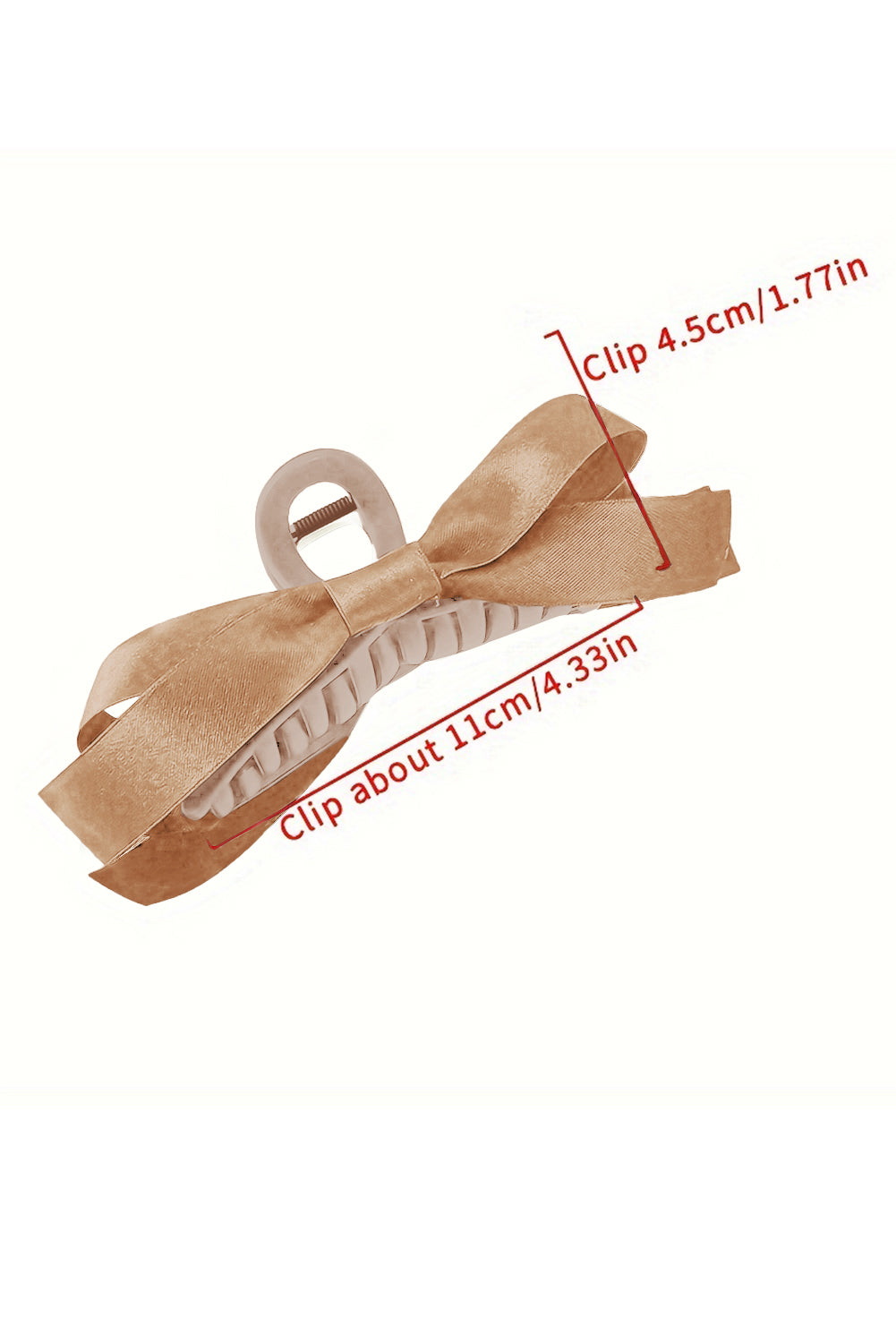Light French Beige Solid Color Ribbon Bow Decor Hair Clip a849034bd8d065ba