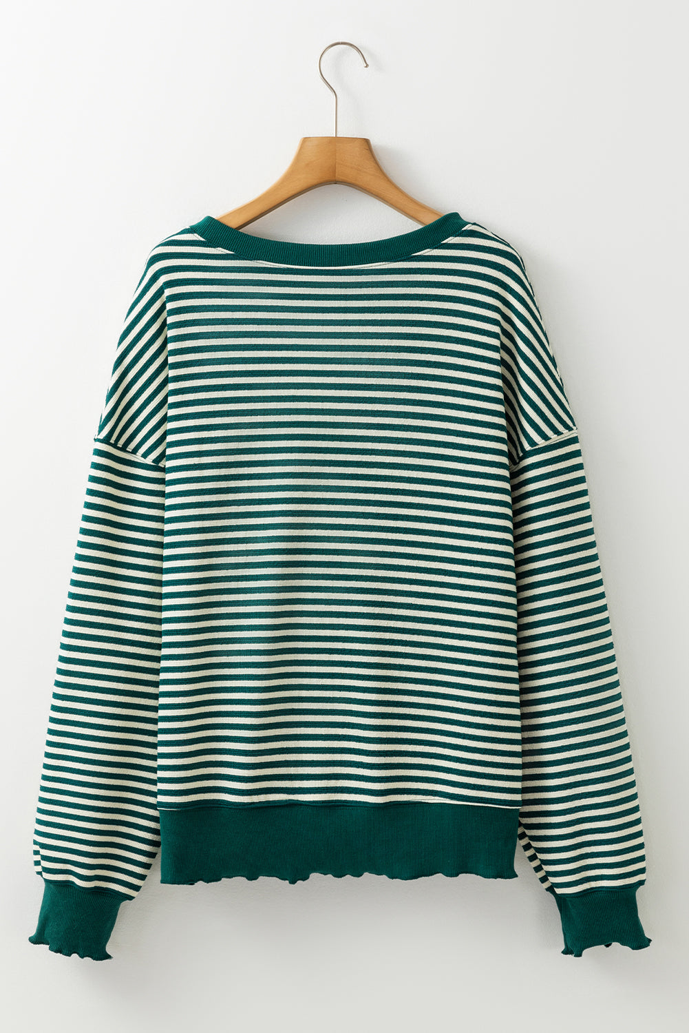 Brown Stripe Drop Shoulder Long Sleeve Top a849204c11dadf39