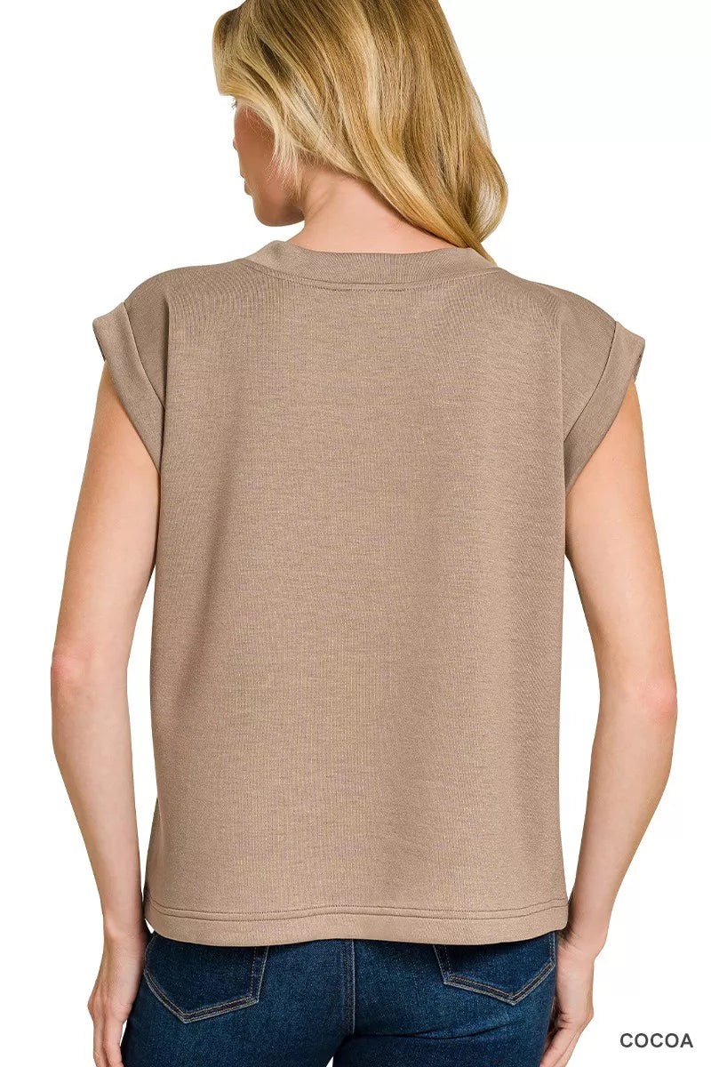 Zenana Scuba Round Neck Cap Sleeve Top a84df6718d904db98c12901b7c180a36-Max-Origin