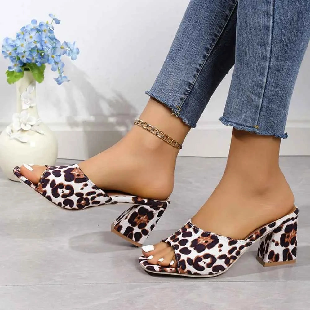 Leopard Block Heel Suede Sandals White a85548d2-b688-43f3-a68b-a9d05dde6150-Max