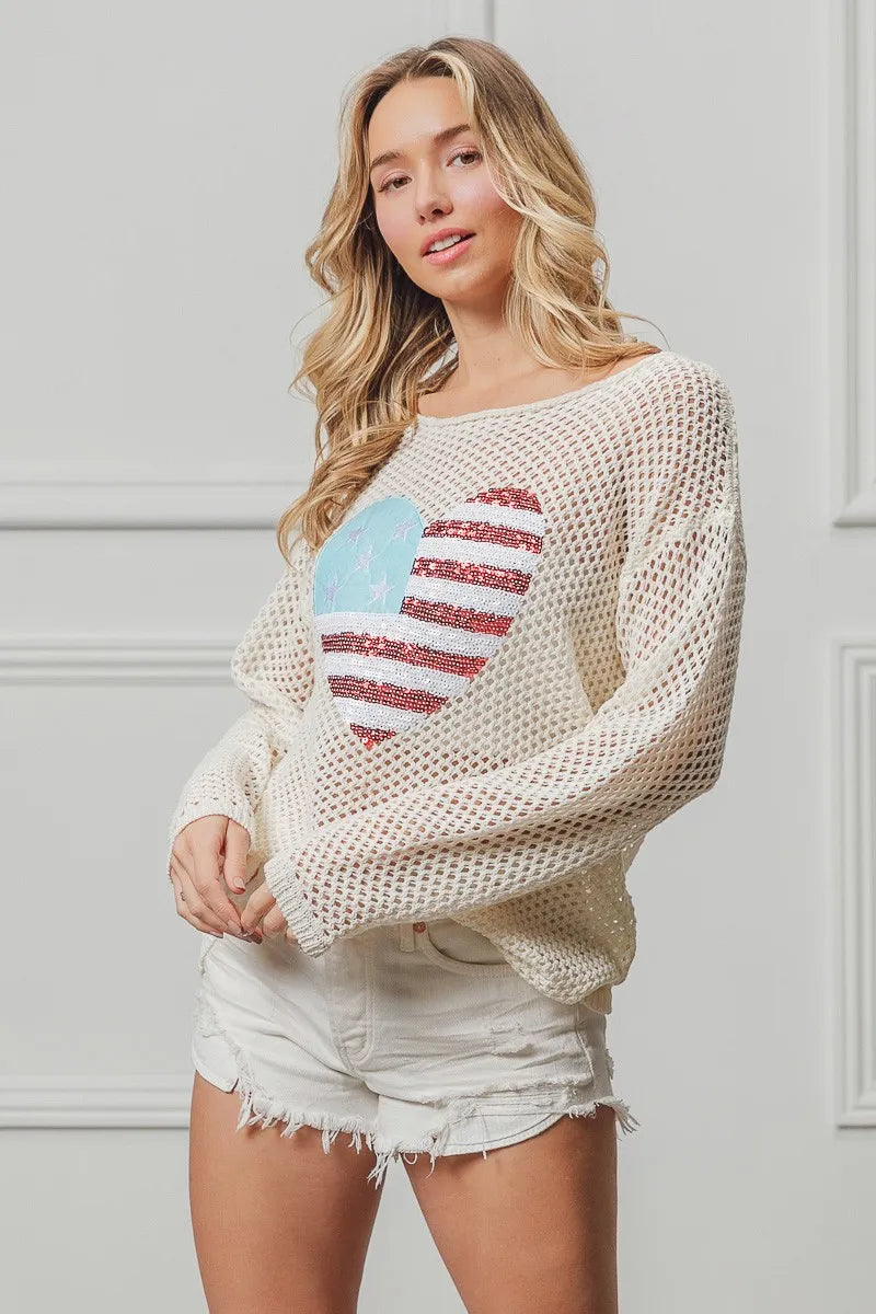 BiBi Sequin American Flag Heart Knit Up a85baa4aa99b4a788bb65fecc43287b3-Max-Origin