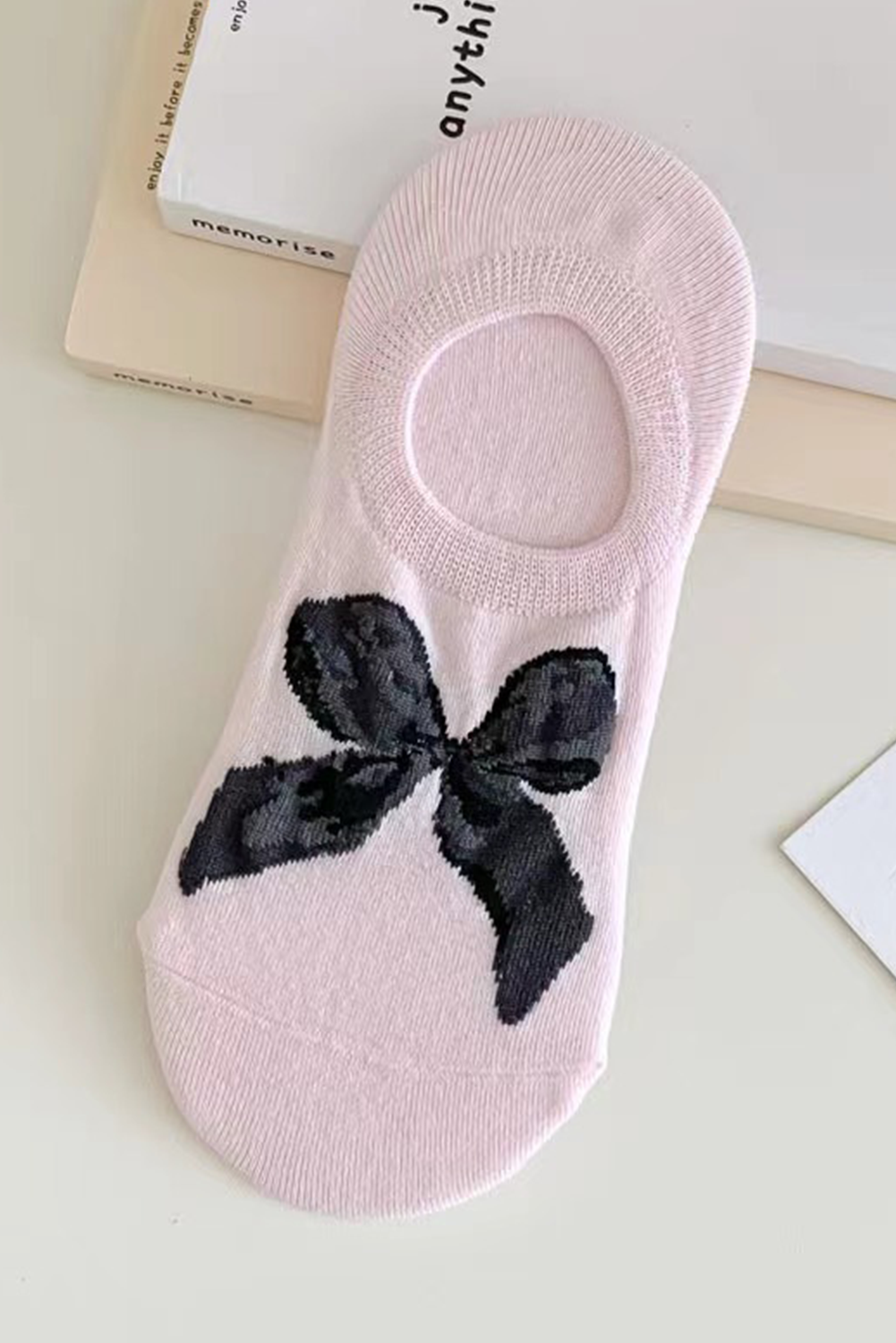 Pink Bow Print Boat Socks a87865d36a85f155