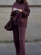 Turtleneck Side Zipper Sweatshirt and Pants Set a88921a79f69425ebdc6365370c6b68c-Max-Origin