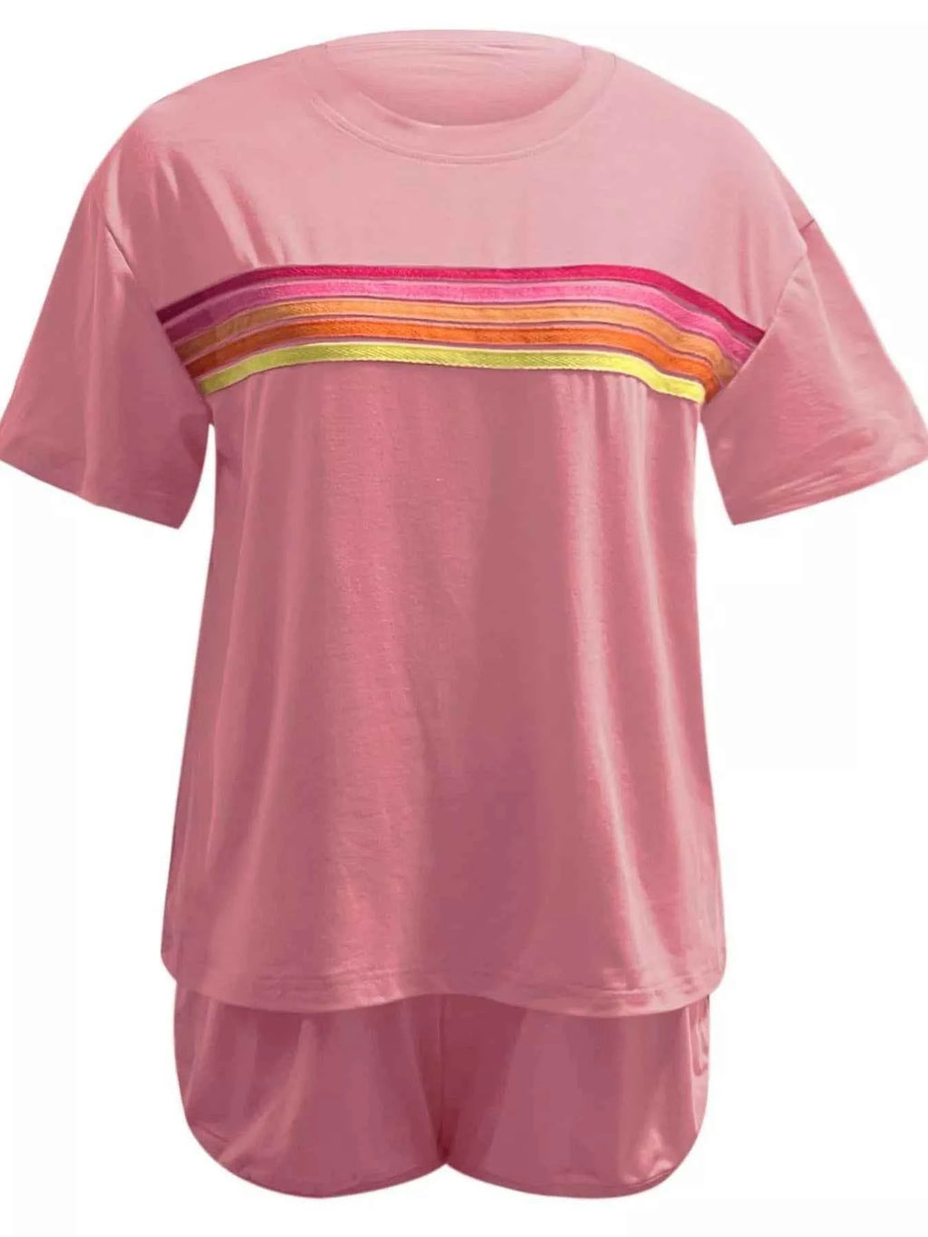Rainbow Striped Round Neck Top and Shorts Set a89ab47f-b899-47b2-bd9c-d3aa7fa64ad0-Max-Origin