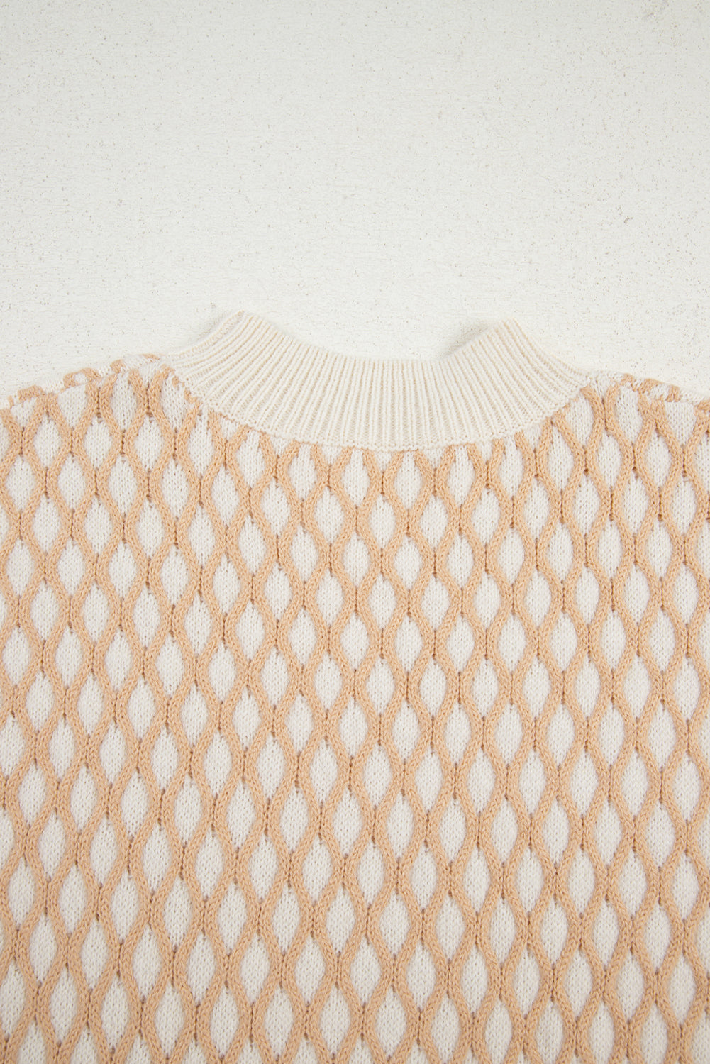 Smoke Gray Checkered Textured Knit Mock Neck Sweater a89b253f63287756