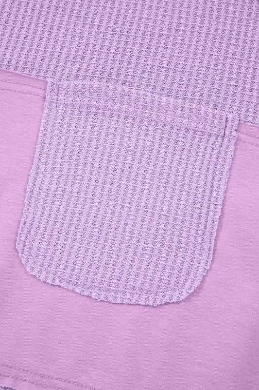 Colorblock Waffle Knit Patchwork Long Sleeve Top a8aac9e8-89db-41f8-b3dc-7889b90a66e9