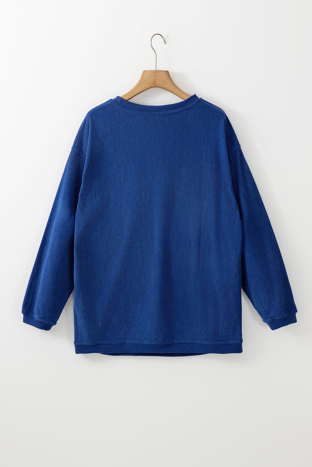 White Drop Shoulder Rib Knit Oversized Sweatshirt a8ae17c28105dee1