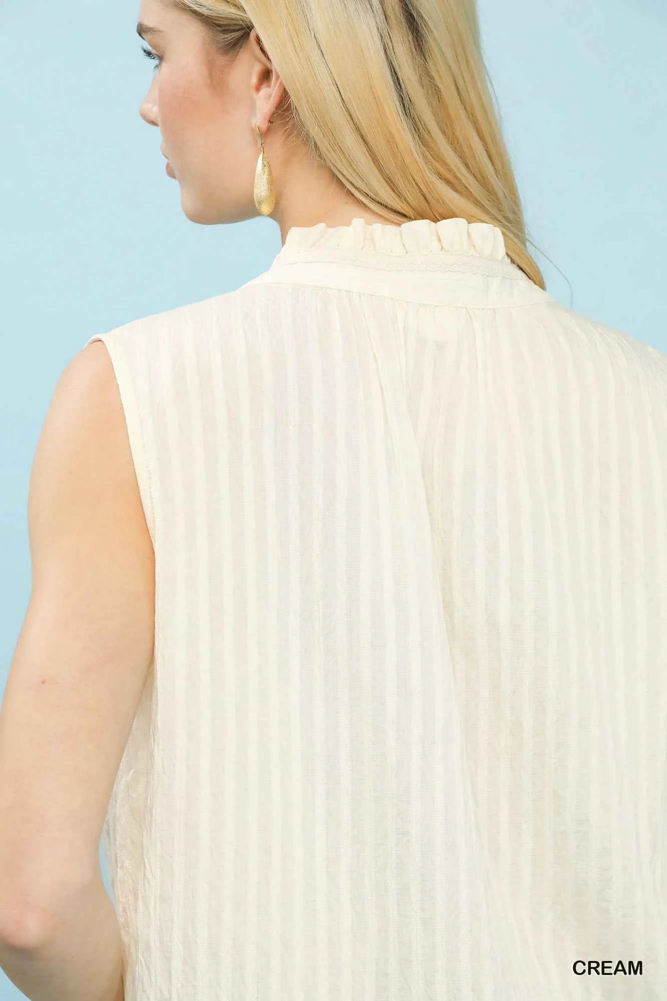 Umgee Sleeveless Textured Split Neck Top a8b7c3aa-4907-4f24-bac8-d672c2f1ff00-Max