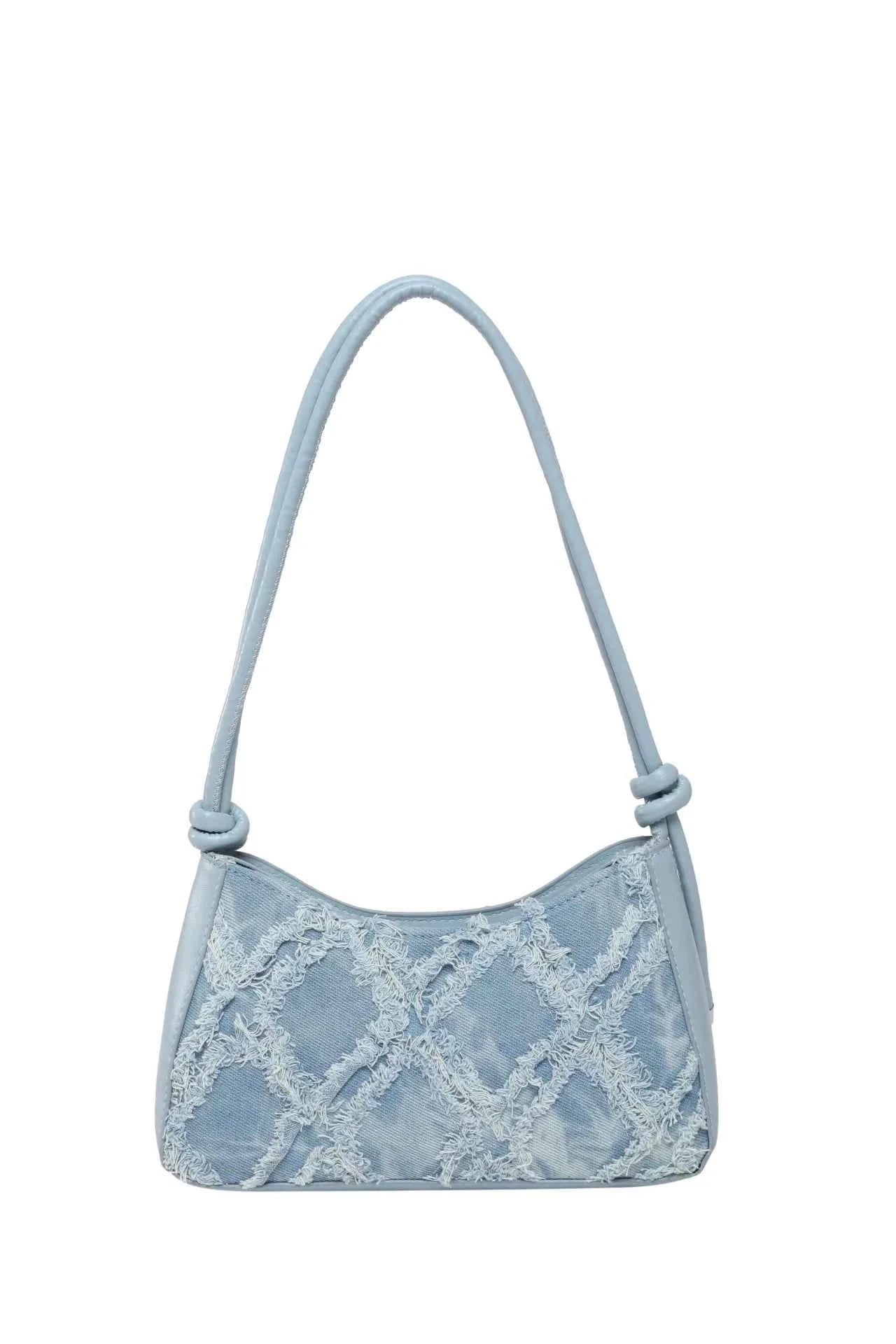 Raw Hem Shoulder Bag Blue onesize a8ba2a111d8f4bf29d93de31036d4593-Max-Origin
