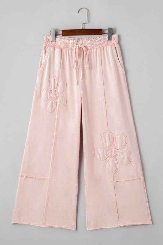 Floral Patch Mineral Wash Terry Knit Pants a8c3bcb4-98fa-4311-bde5-6727b140db03