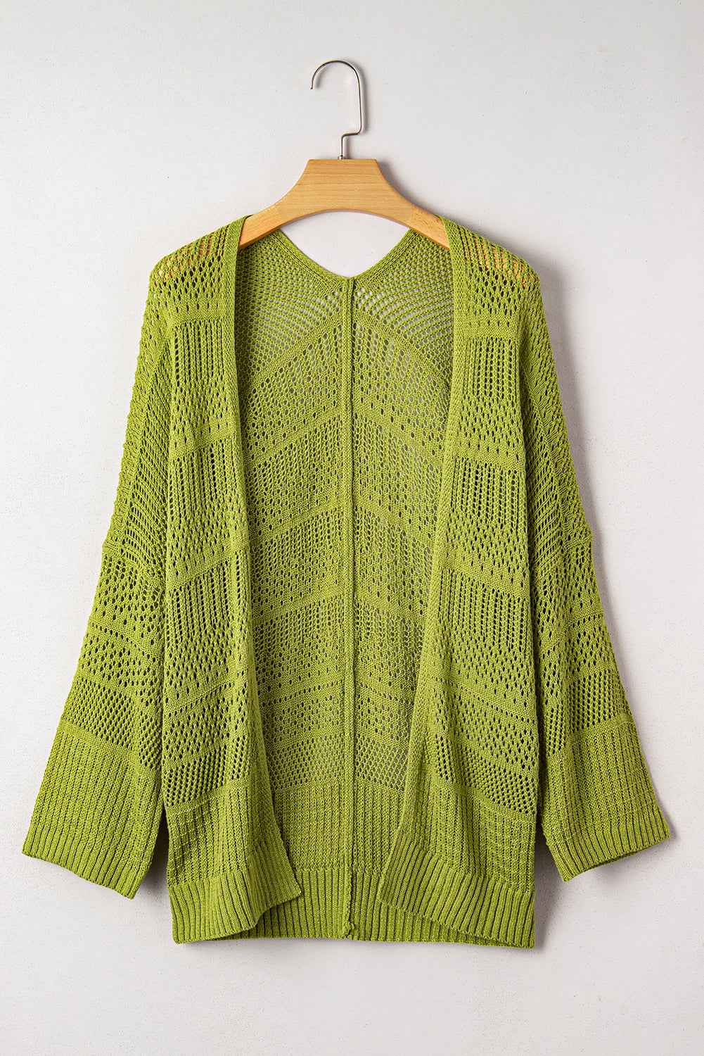 Spinach Green Oversize Crochet Knit Open Cardigan a8c4b36aee931537