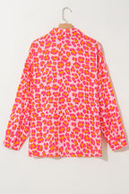 Rose Leopard Print Button-Up Crinkle Shirt