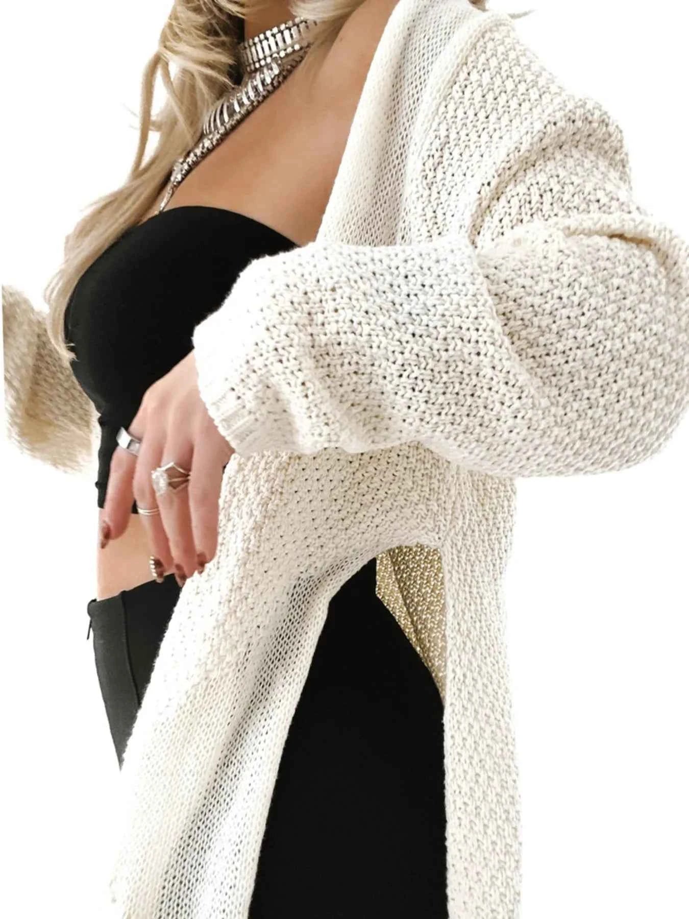 Oversized Knit Cardigan with Open Front Design