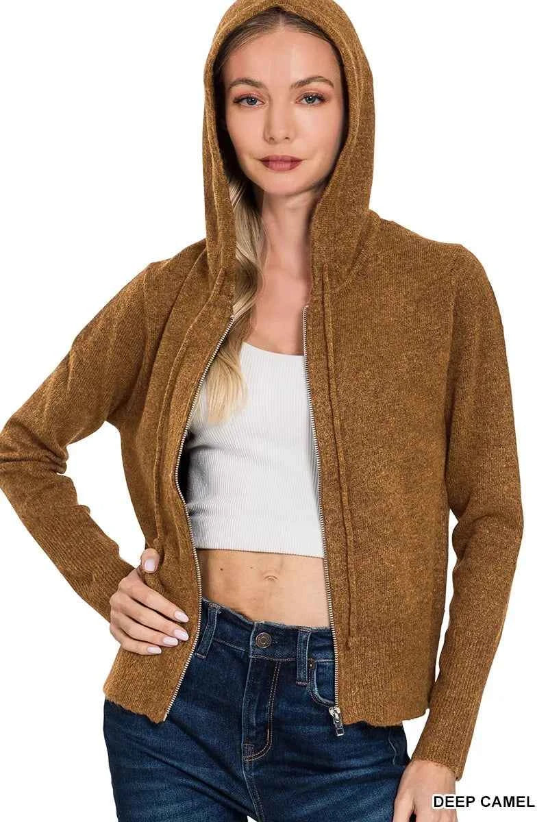 Zenana Drawstring Zip Up Hooded Cardigan a8df22c32d9c497791f1397d81c8022d-Max-Origin