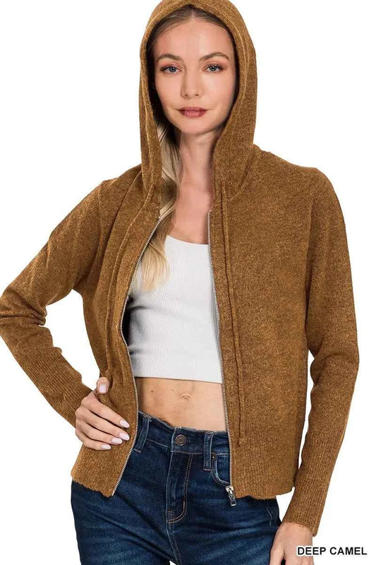 Drawstring Zip Up Hooded Cardigan a8df22c32d9c497791f1397d81c8022d-Max-Origin