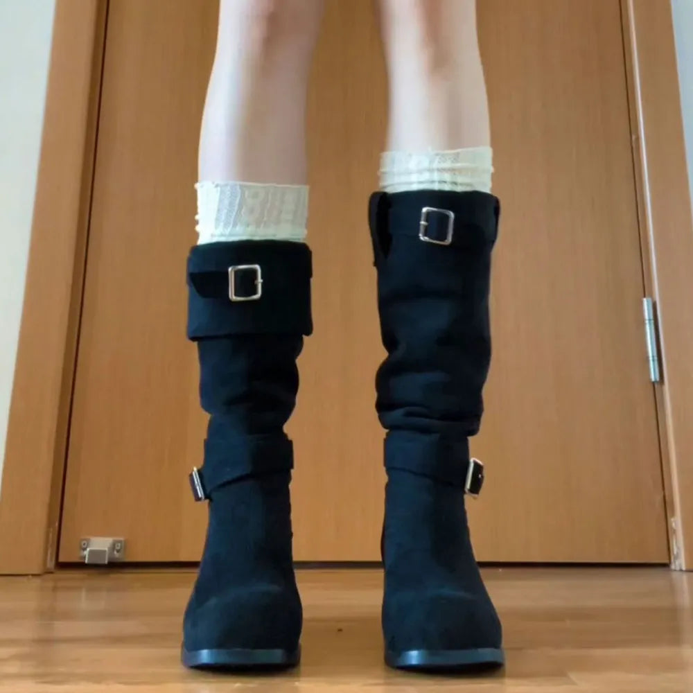 Round Toe Flats Boots Black a8e0fea4-c2f5-44c6-b711-e01f58bf1a73-Max