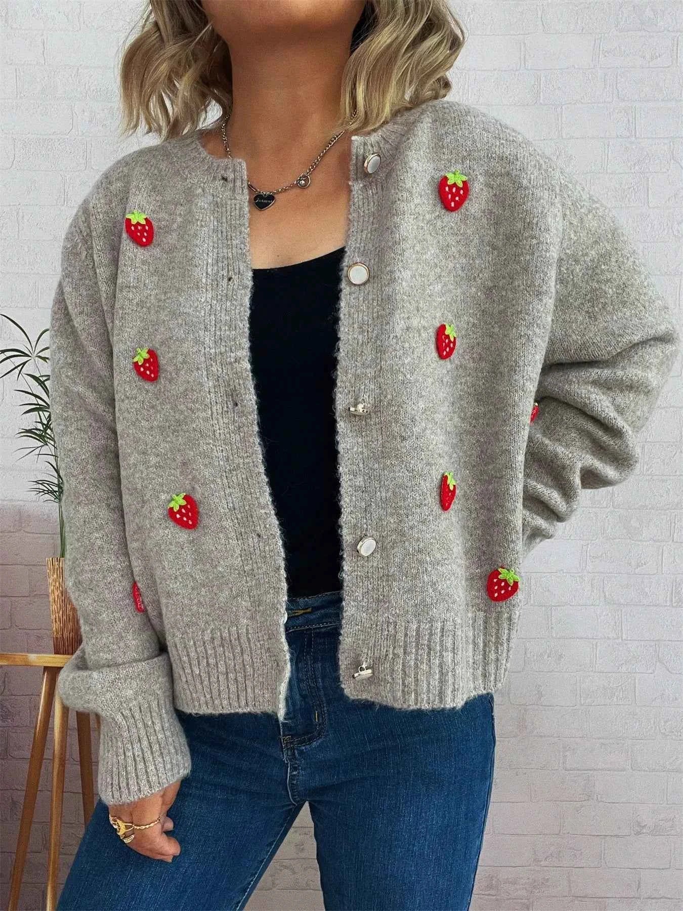 Strawberry Button Up Long Sleeve Cardigan a8e1a8b1-2244-4ed3-bfb5-fa8a7a6884bf-Max-Origin