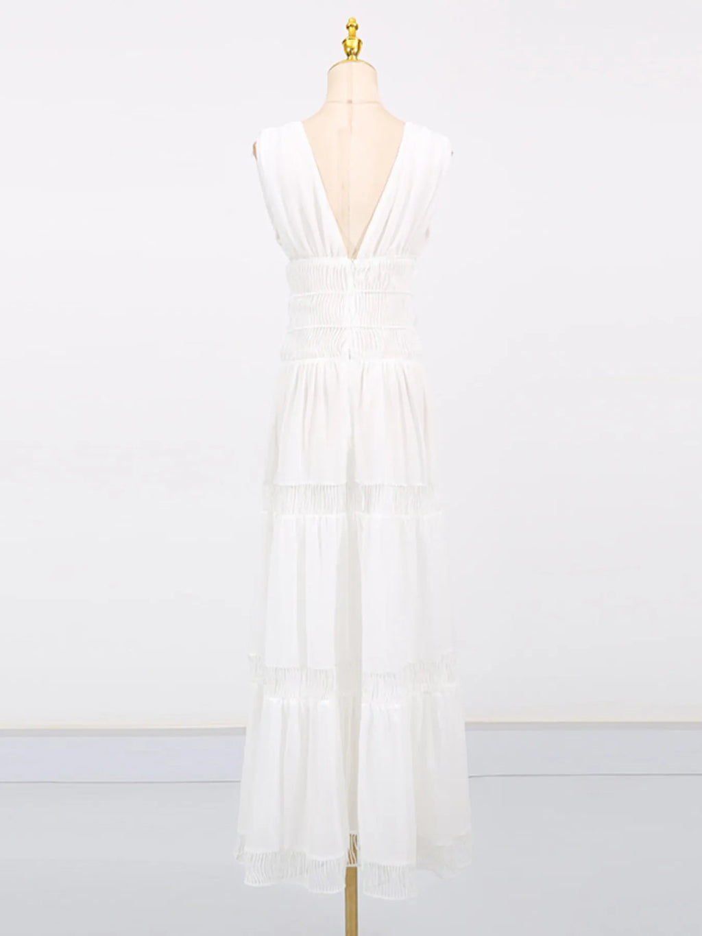 Tiered V-Neck Sleeveless Maxi Dress a8e298fd0cdd41c6ab086f6149a51356-Max-Origin