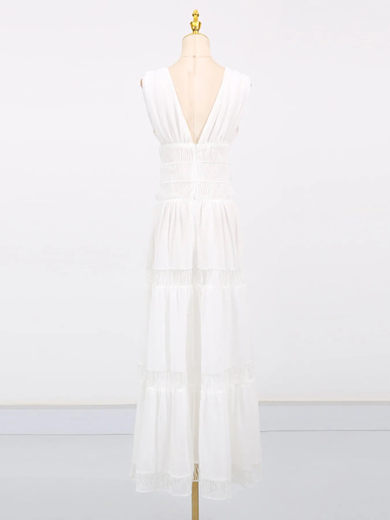 Tiered V-Neck Sleeveless Maxi Dress a8e298fd0cdd41c6ab086f6149a51356-Max-Origin