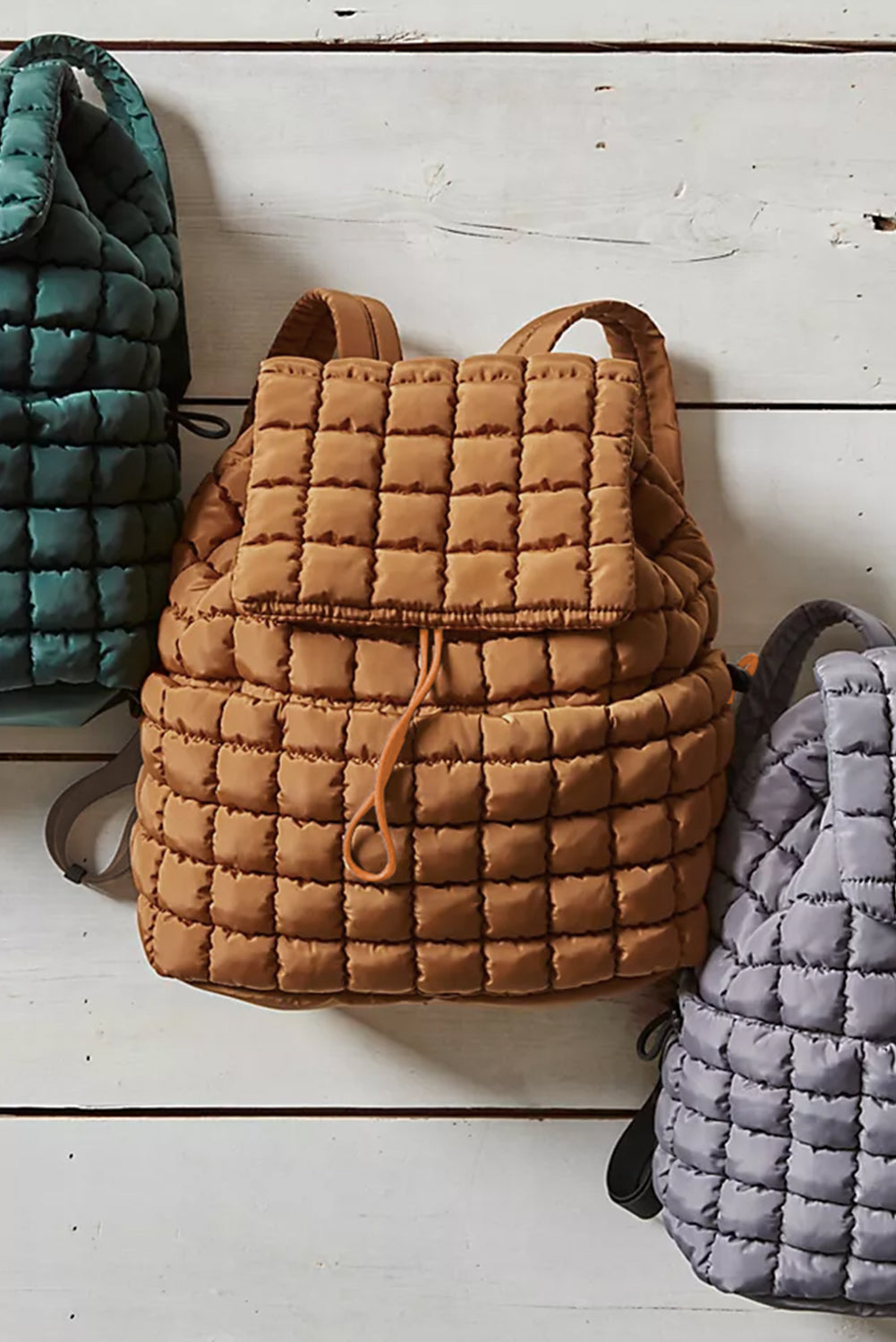 Pink Solid Flapped Quilted Puffer Backpack a8eceec7626885ee