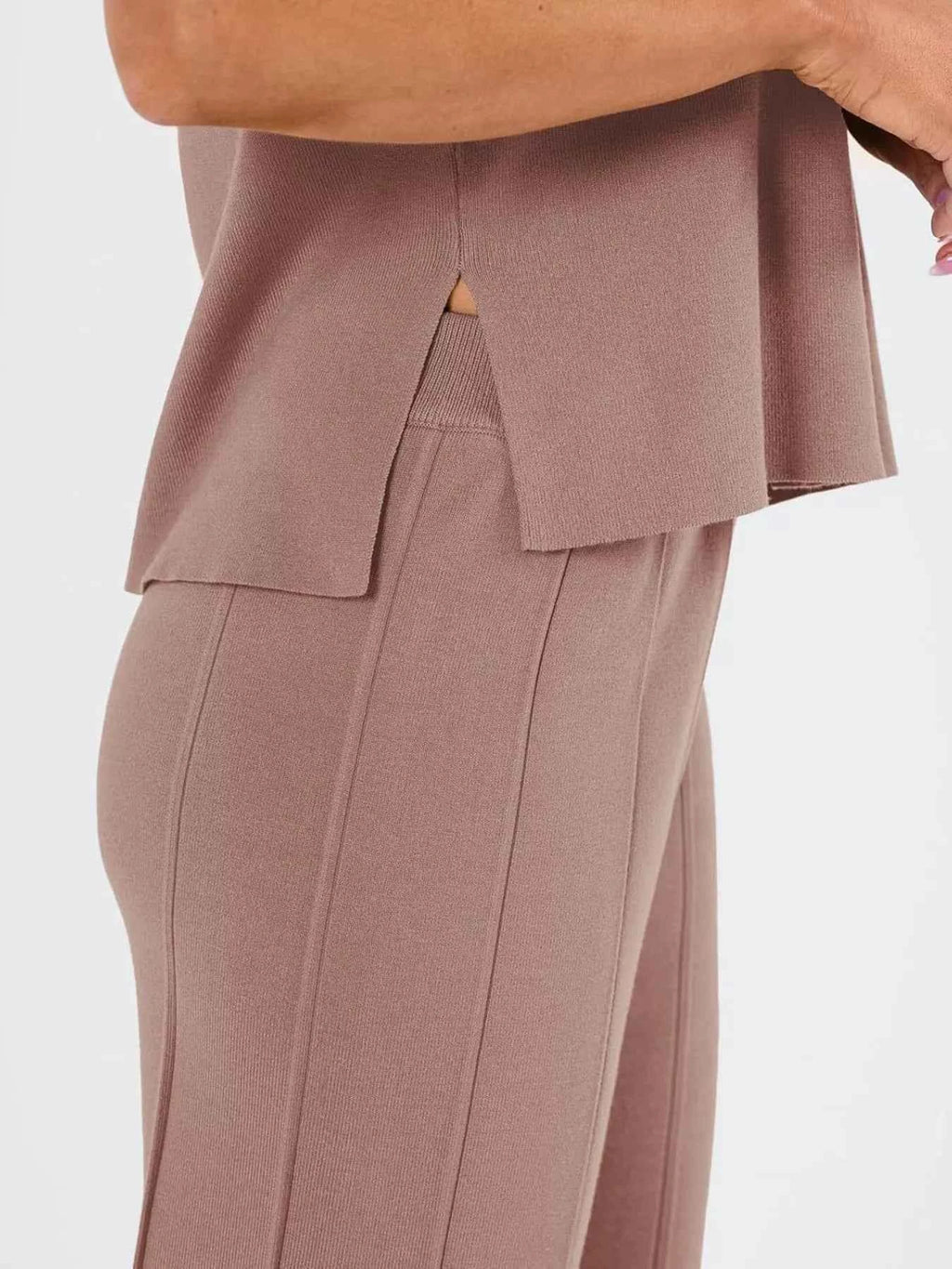 Casual Solid Color Cap Sleeve Top and Pants Knit Set a8f2b129-d304-4fce-9231-249fd48a3e94-Max-Origin