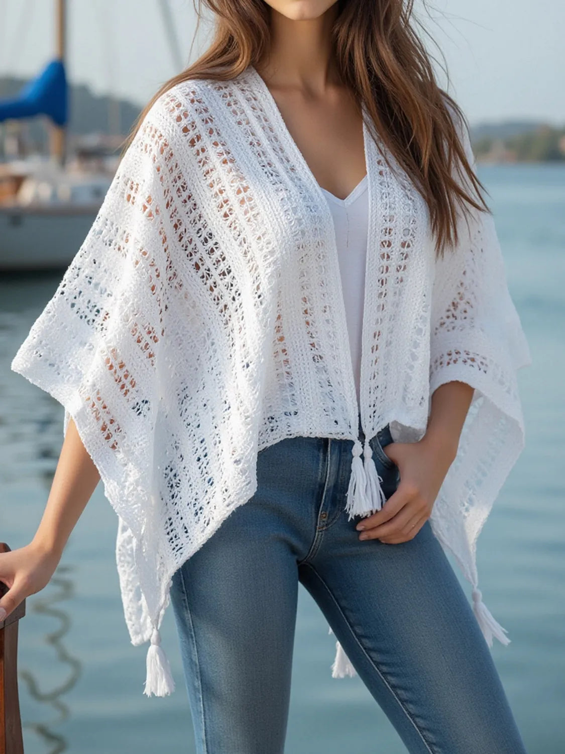 Openwork Tassel Open Front Knit Cover Up a8f3e81d-6366-4c8f-8864-2e103a541929-Max-Origin
