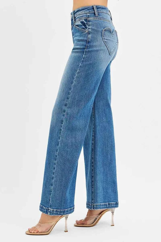 High Rise Wide Leg Jenas with Front Yoke and Heart Back Pocket a8f4f1875115451cad8de5188ebc8116-Max-Origin