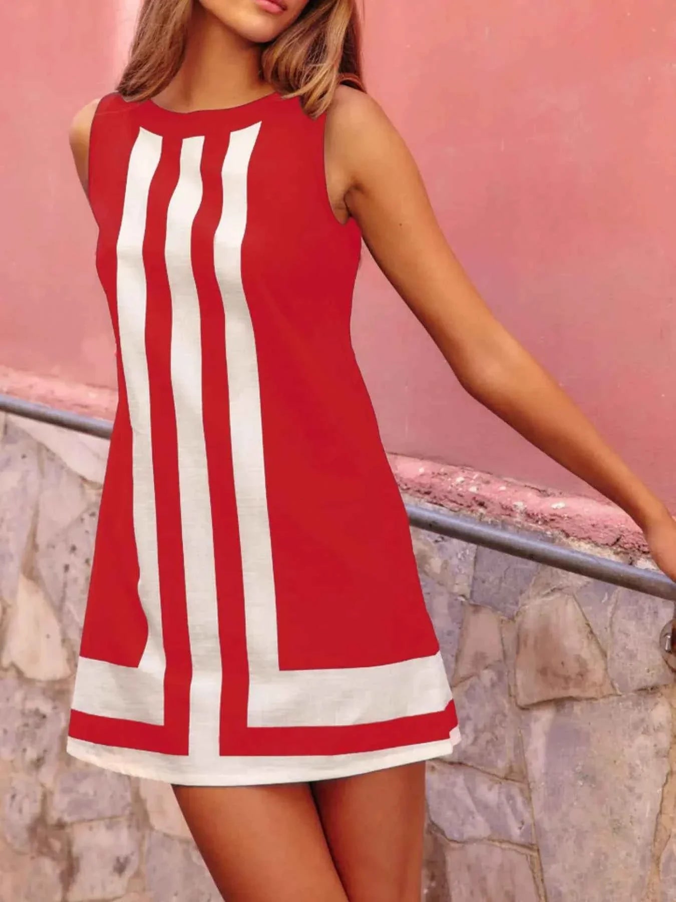 Striped Round Neck Sleeveless Dress a9058510-bef4-45a9-9247-46a6263c8639-Max-Origin