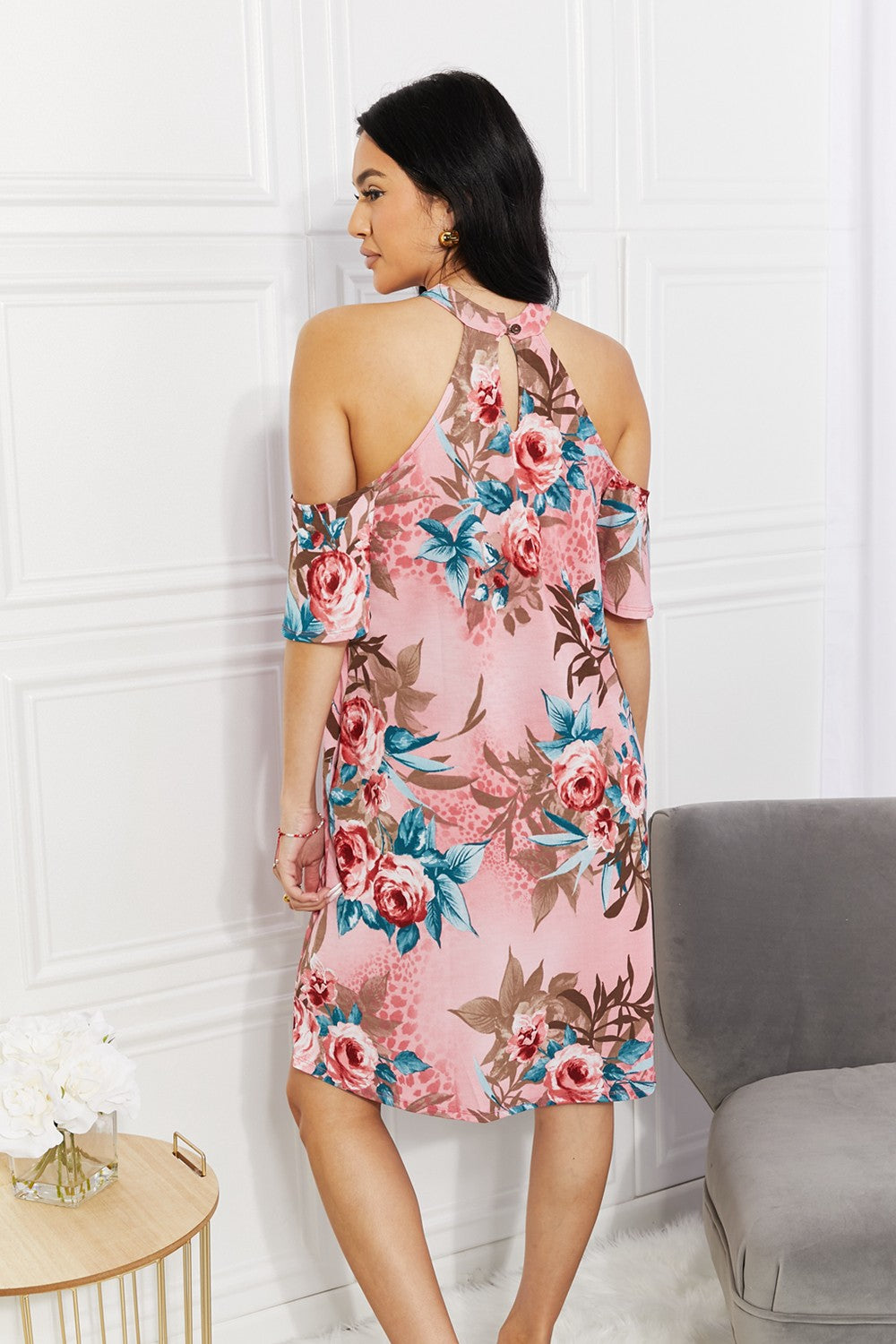 Sew In Love Full Size Fresh-Cut Flowers Cold-Shoulder Dress a905deb688b145229363f56fff395734-Max