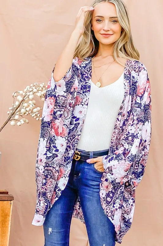 Oversized Floral Print Kimono Cardigan with Pockets a9072d3dbf564d228f10d853c0d6b2aa-Max-Origin