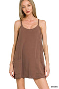 Zenana Cami Mini Dress with Built-in Romper Liner BROWN a915323f4f494e769d53bbc81b4a9664-Max-Origin